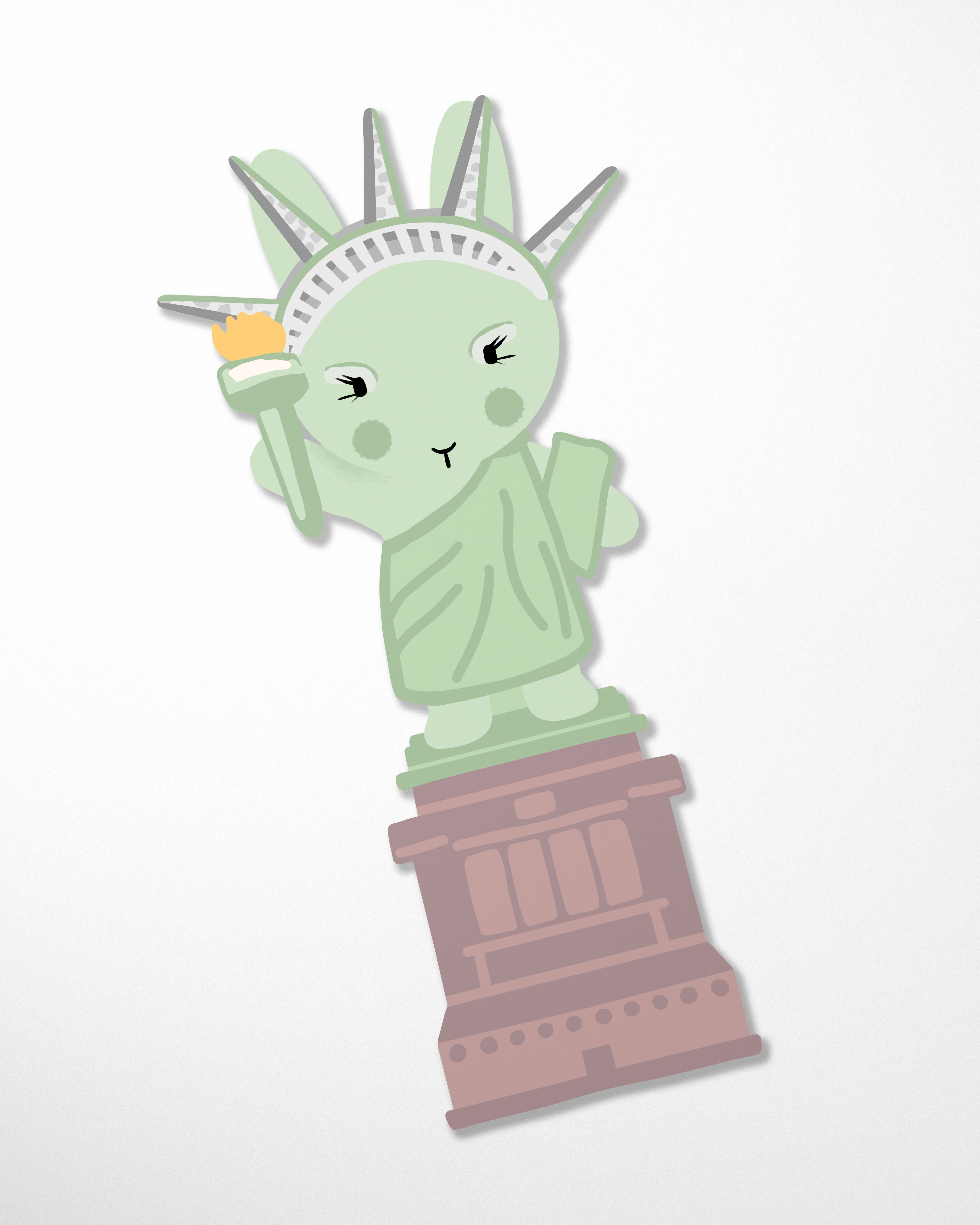 Lady Liberty Clem the Bun Bookmark, Die-Cut