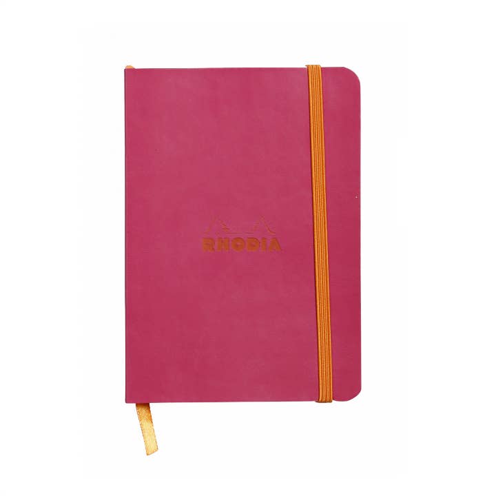 Raspberry Colored Rhodia Journal with Orange Strap