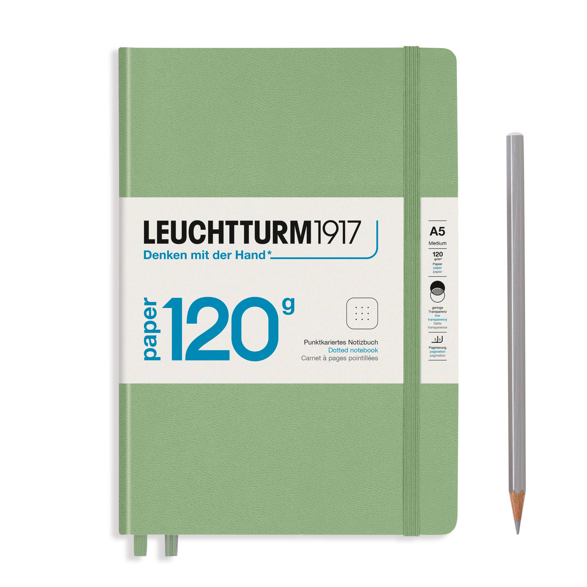 A5 Sage Leuchtturm 120g Journal, Dotted