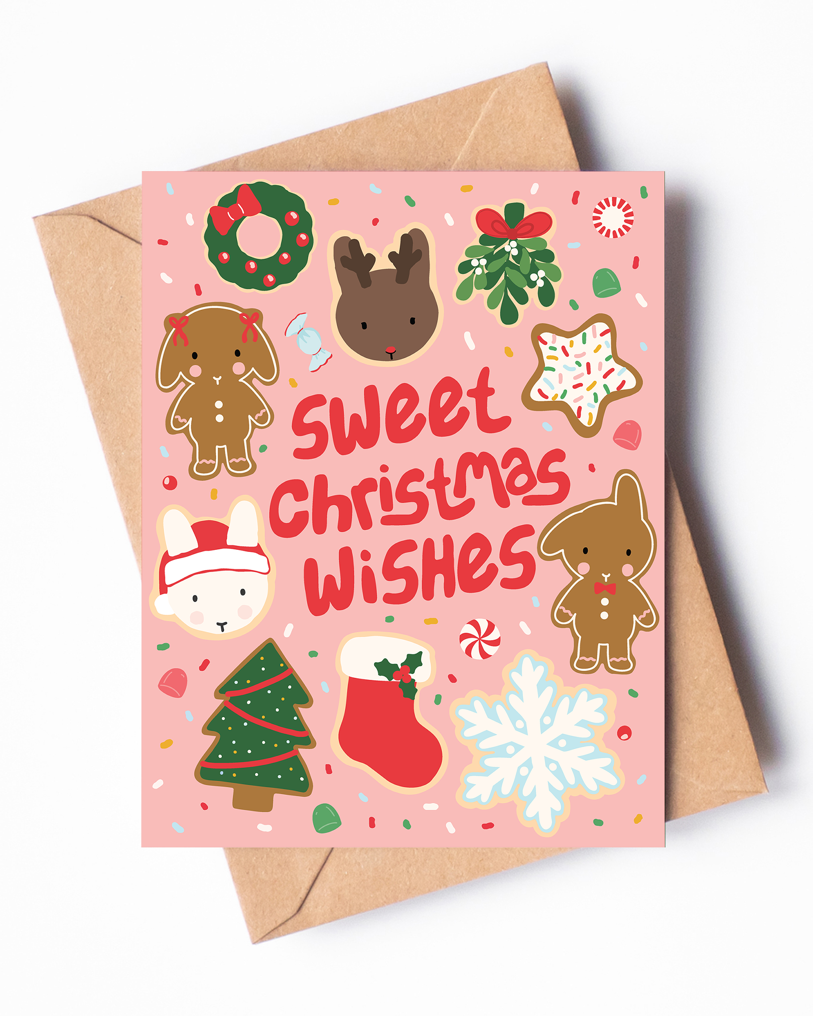 Sweet Christmas Wishes Card - Gingerbread Cookies