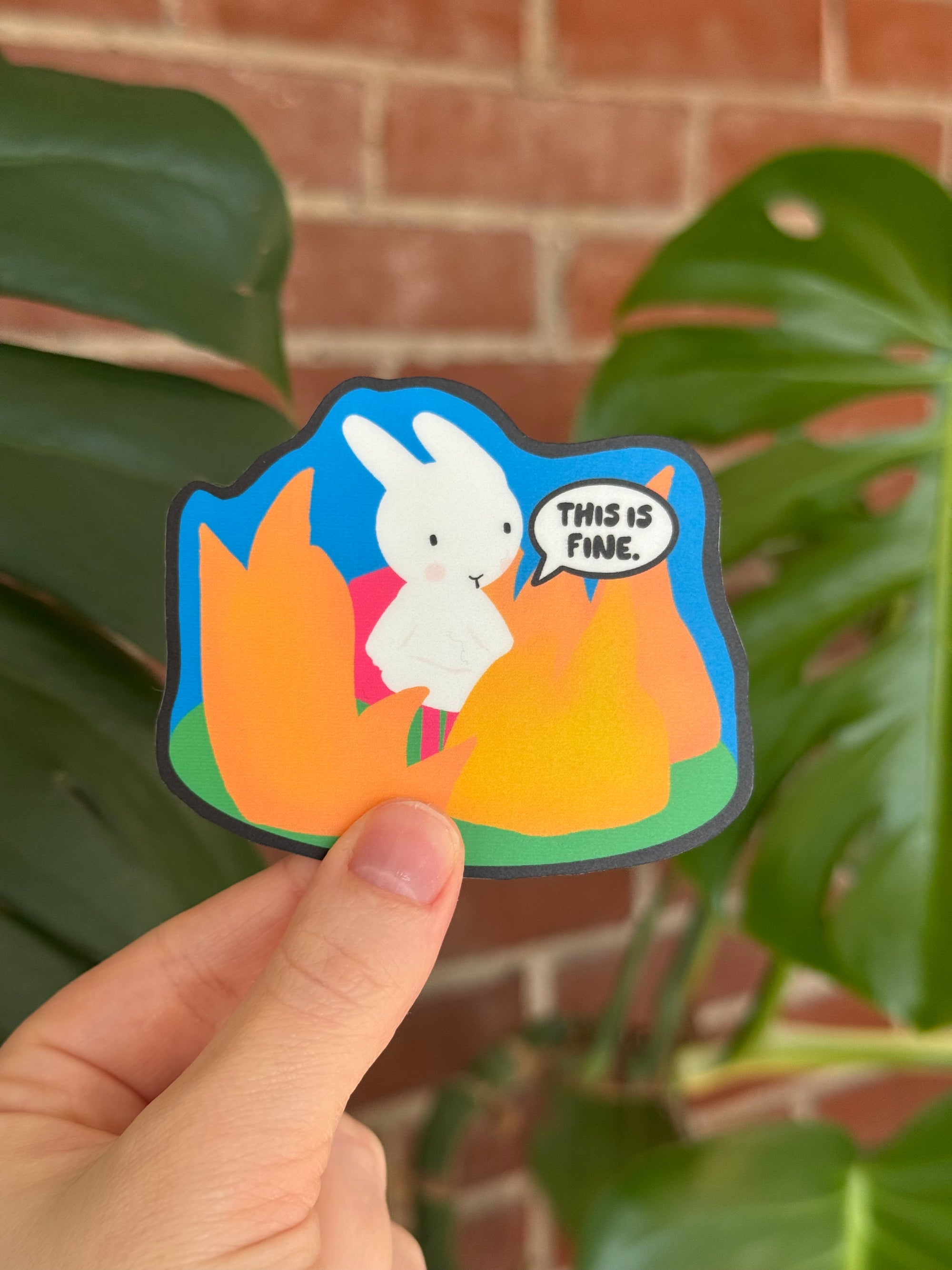 This is Fine! Clem the Bun Sticker