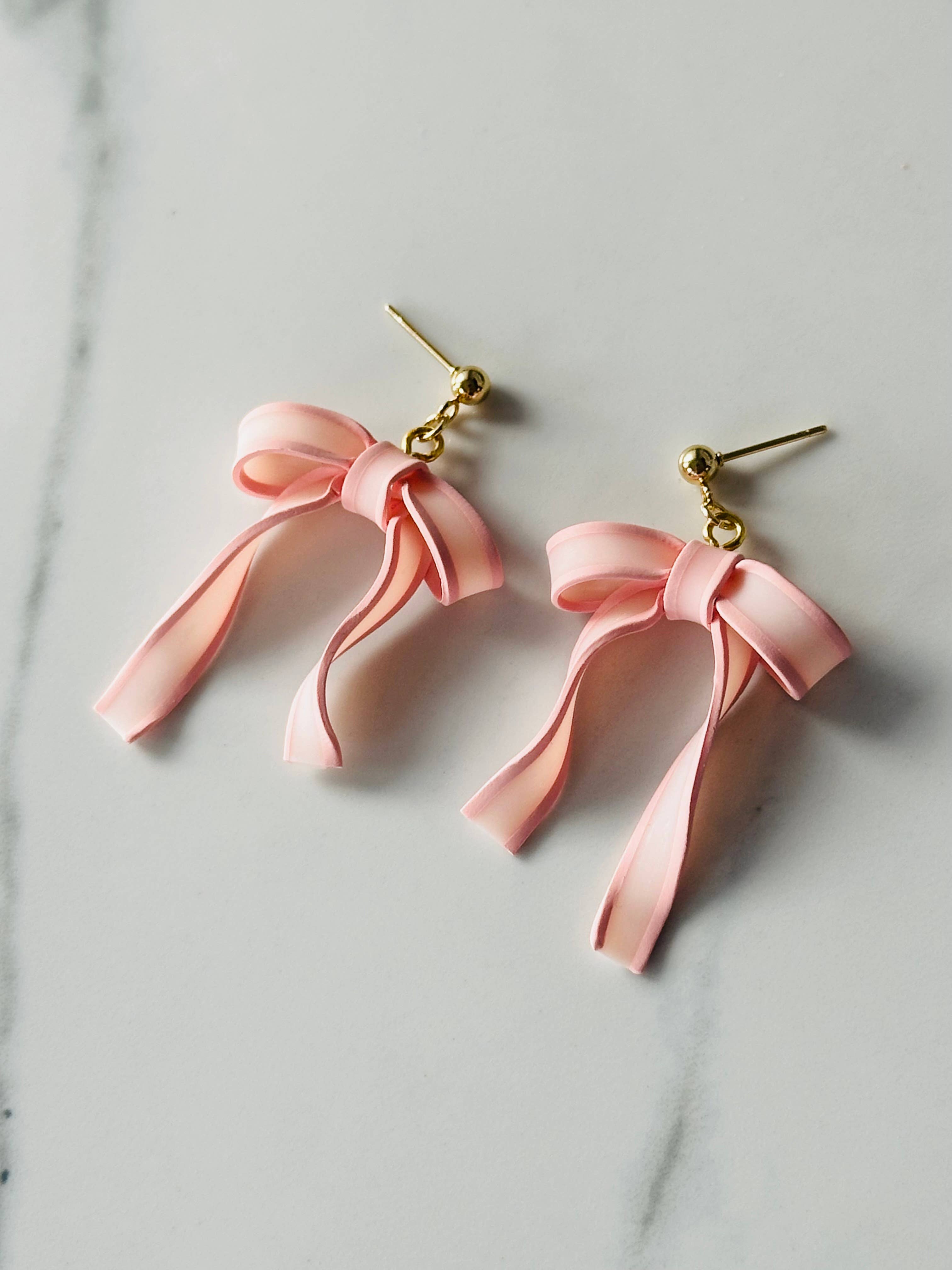 Winnie’s Pink Bows - Sheer Dangle Earrings