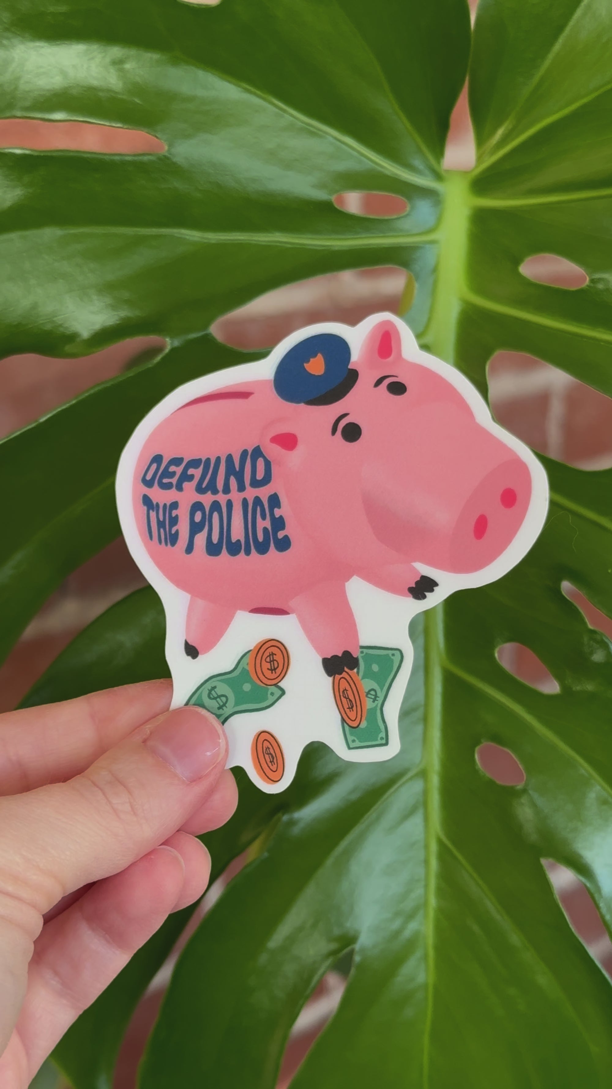 Defund the Police Piggy Bank Sticker