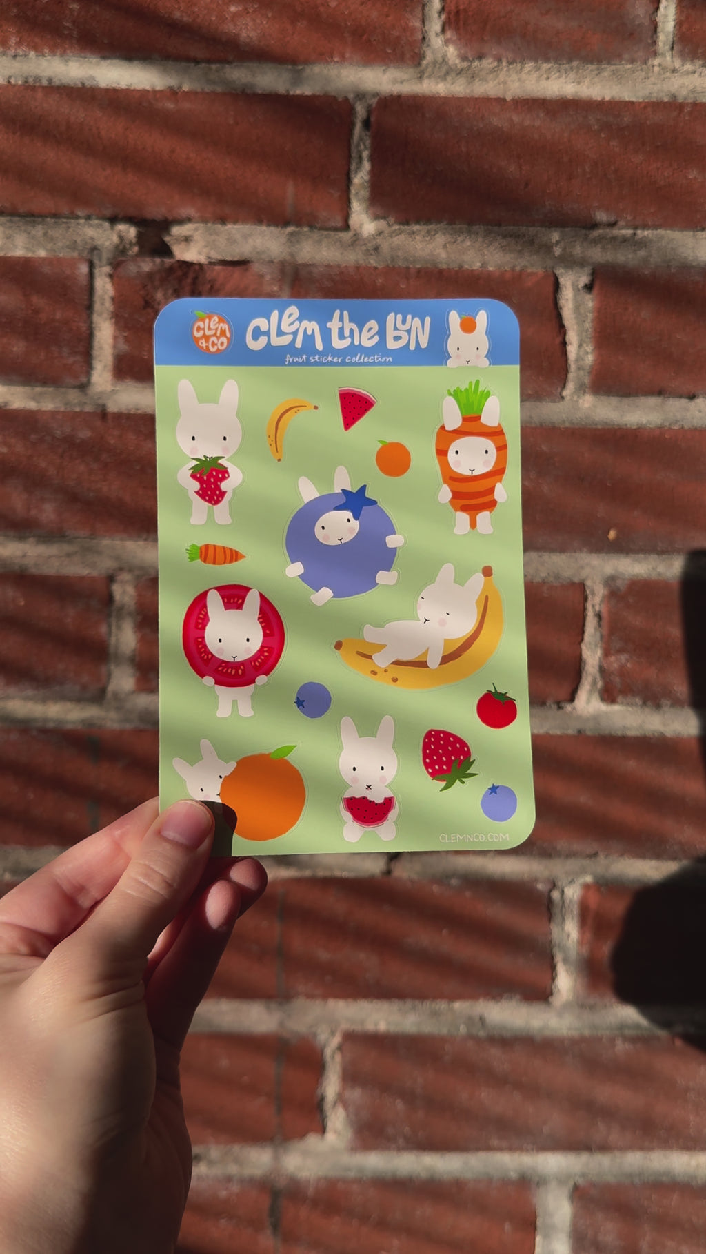 Clem the Bun Fruit Sticker Sheet