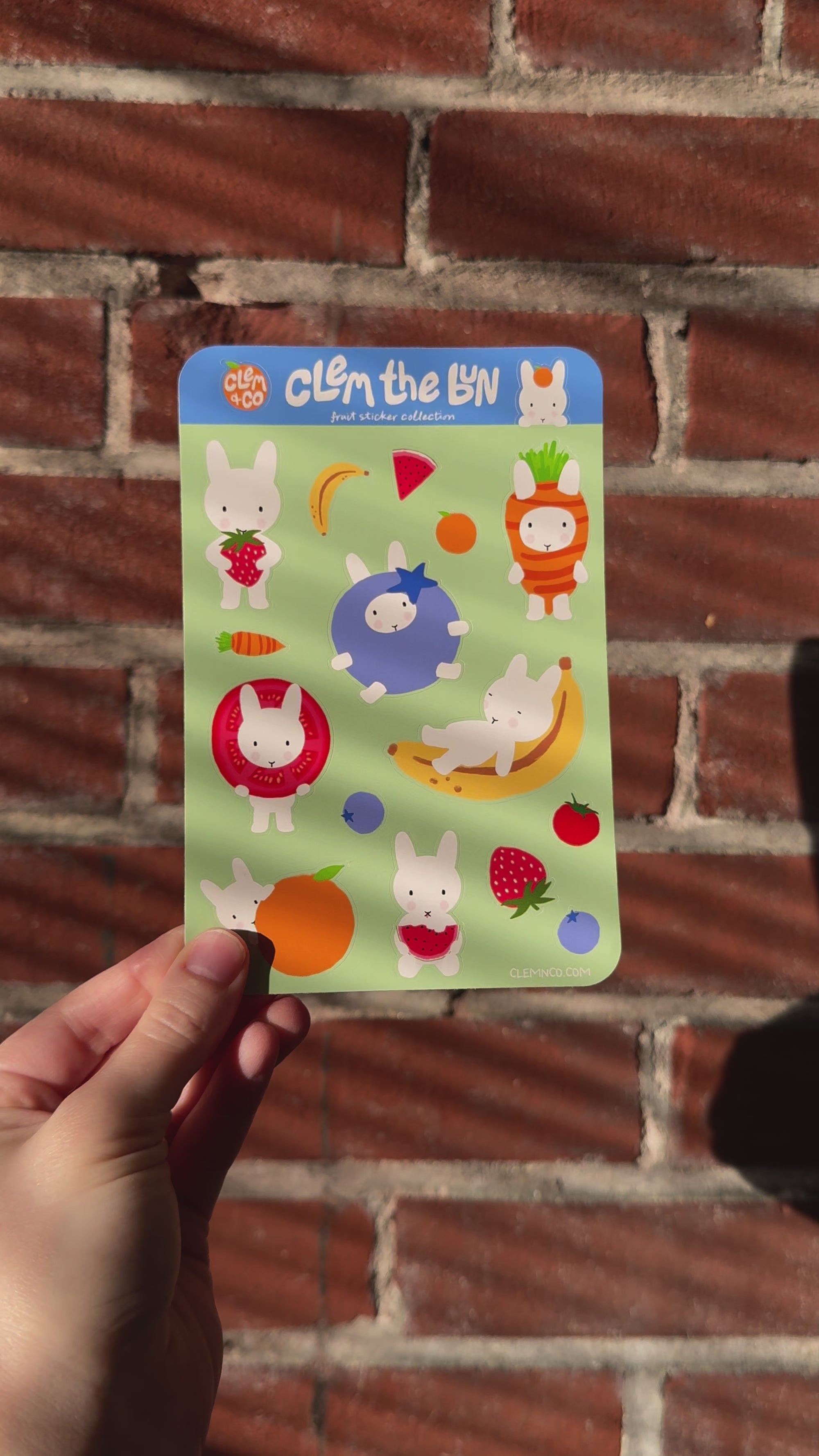 Clem the Bun Fruit Sticker Sheet