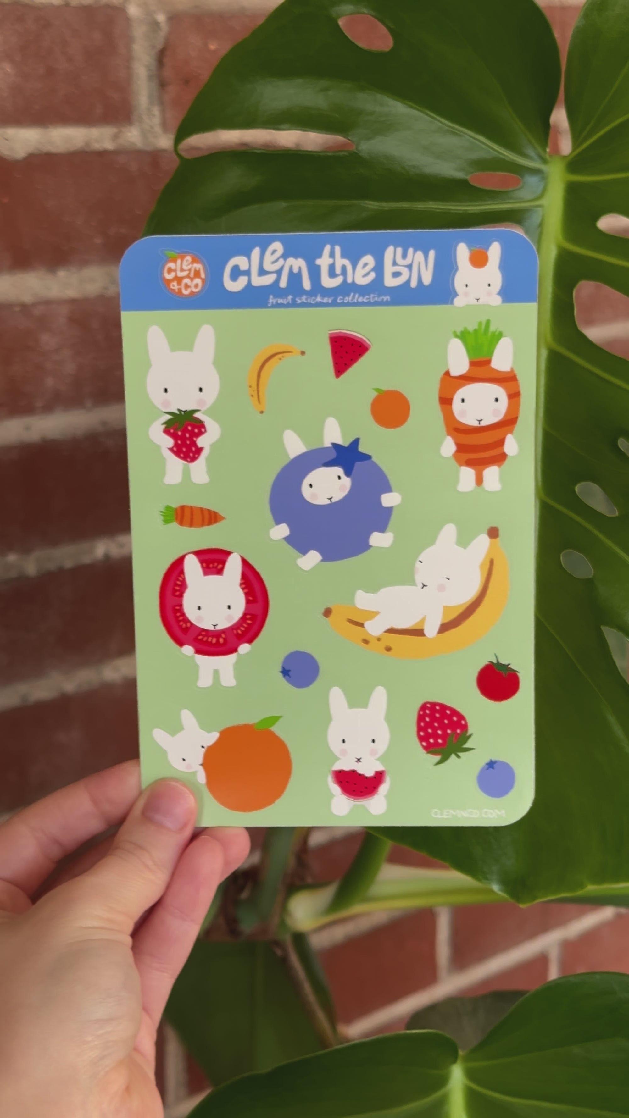 Clem the Bun Fruit Sticker Sheet